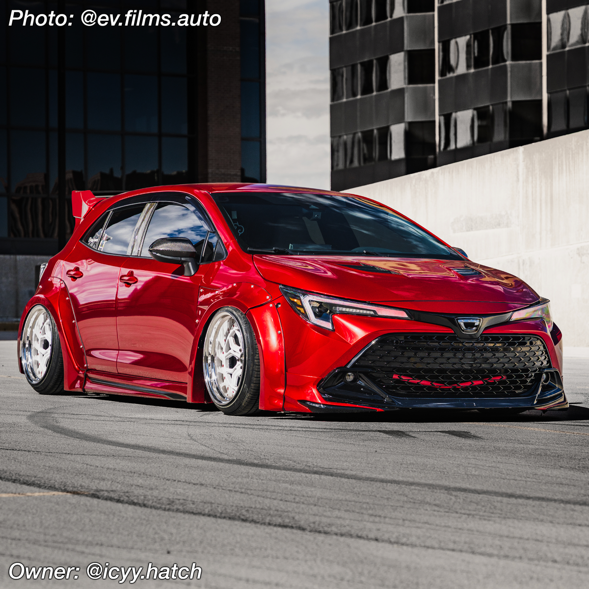 ICYAERO GlowBrace RGB LED front brace installed on a 2021 Toyota Corolla